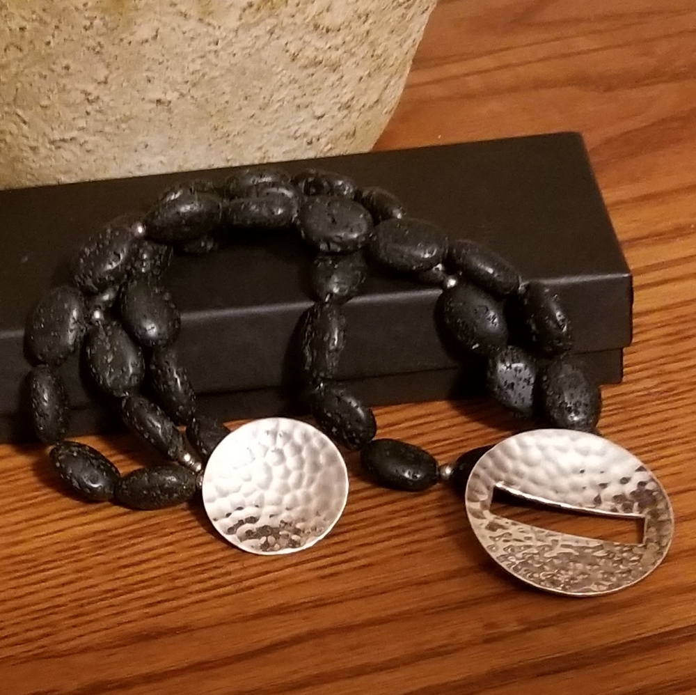 Silpada Sterling Silver & Lava Bead Bracelet